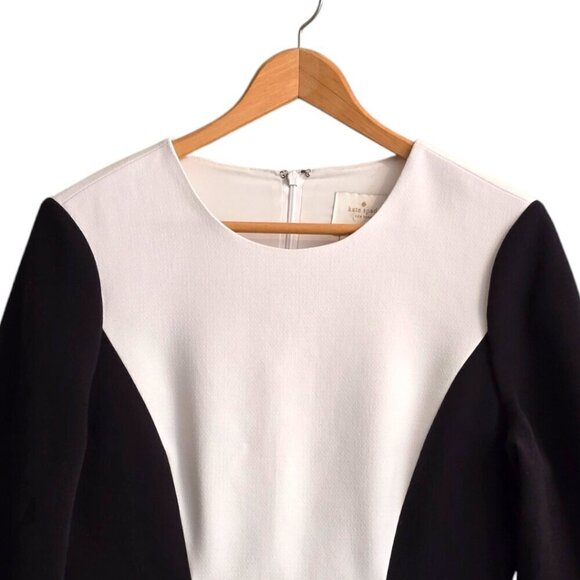 Kate Spade Tillie Cream & Black Color Block Sheath Dress With Pockets Sz 8 - Picture 3 of 12